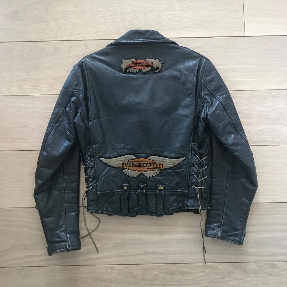 Vintage Harley Davidson Lace-Up Motorcycle Jacket